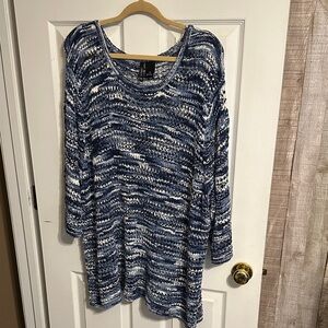 Blue and White Knit Sweater